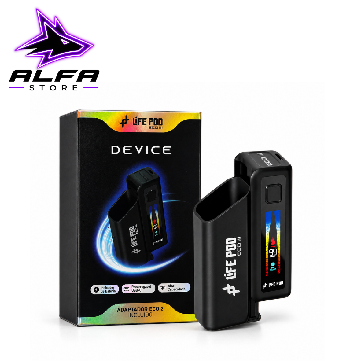 BATERIA LIFE POD P/ 10K-20K E COIL DE RECARREGAR (CONTÉM ADAPTADOR PARA O REFIL 10K)